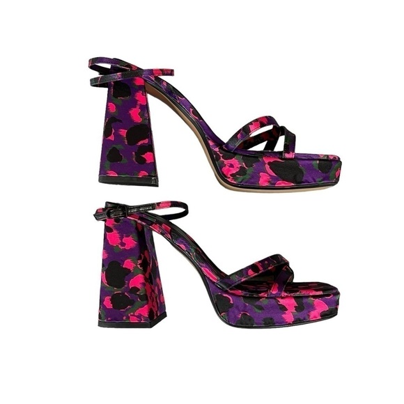 Zara Printed Platform Sandal. Pink Purple Black Size 38 / 7.5 #869 NWOT - Picture 6 of 11